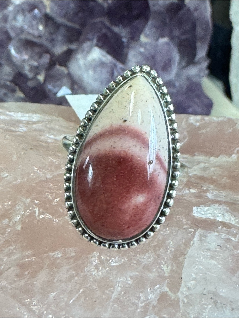 Mookaite Jasper Sterling Silver Teardrop Statement Ring - Size 8